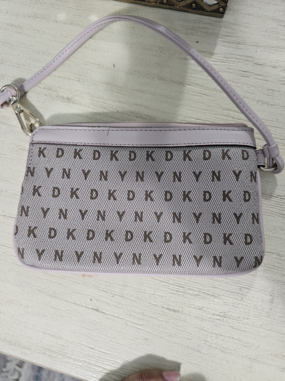 DKNY Light Lilac Logo Wristlet Clutch